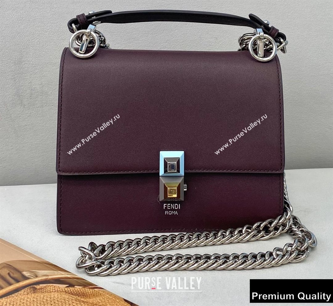 Fendi Leather Kan I Mini Bag Burgundy (chaoliu-20090102)