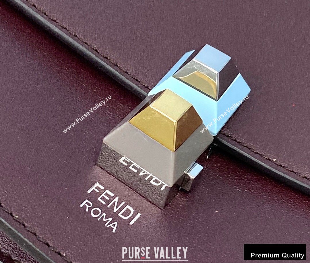 Fendi Leather Kan I Mini Bag Burgundy (chaoliu-20090102)