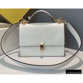 Fendi Leather Kan I Medium Bag FF Embossed White (chaoliu-20090114)