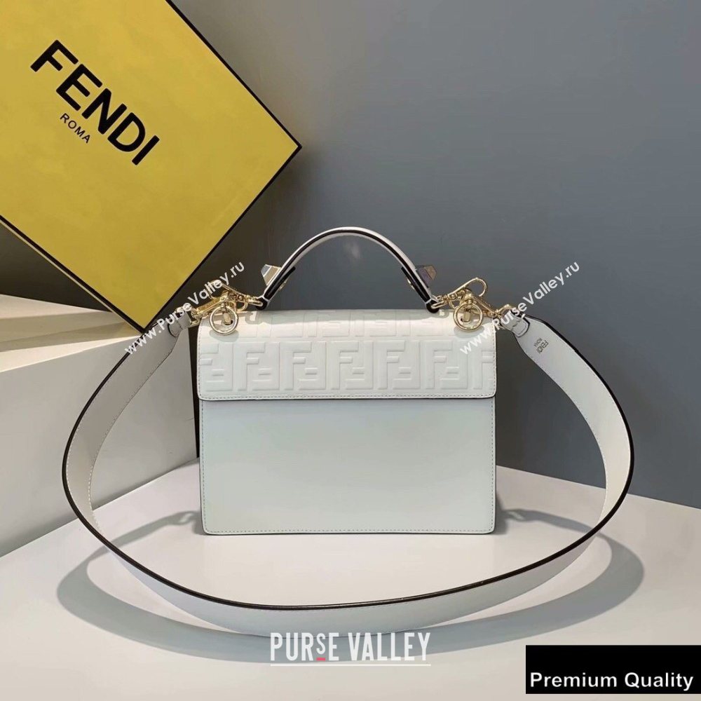 Fendi Leather Kan I Medium Bag FF Embossed White (chaoliu-20090114)