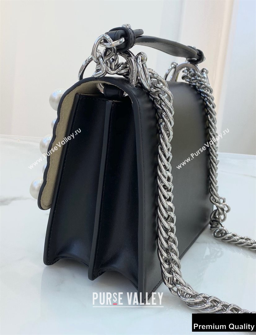 Fendi Leather Kan I Mini Bag Pearls Black (chaoliu-20090112)