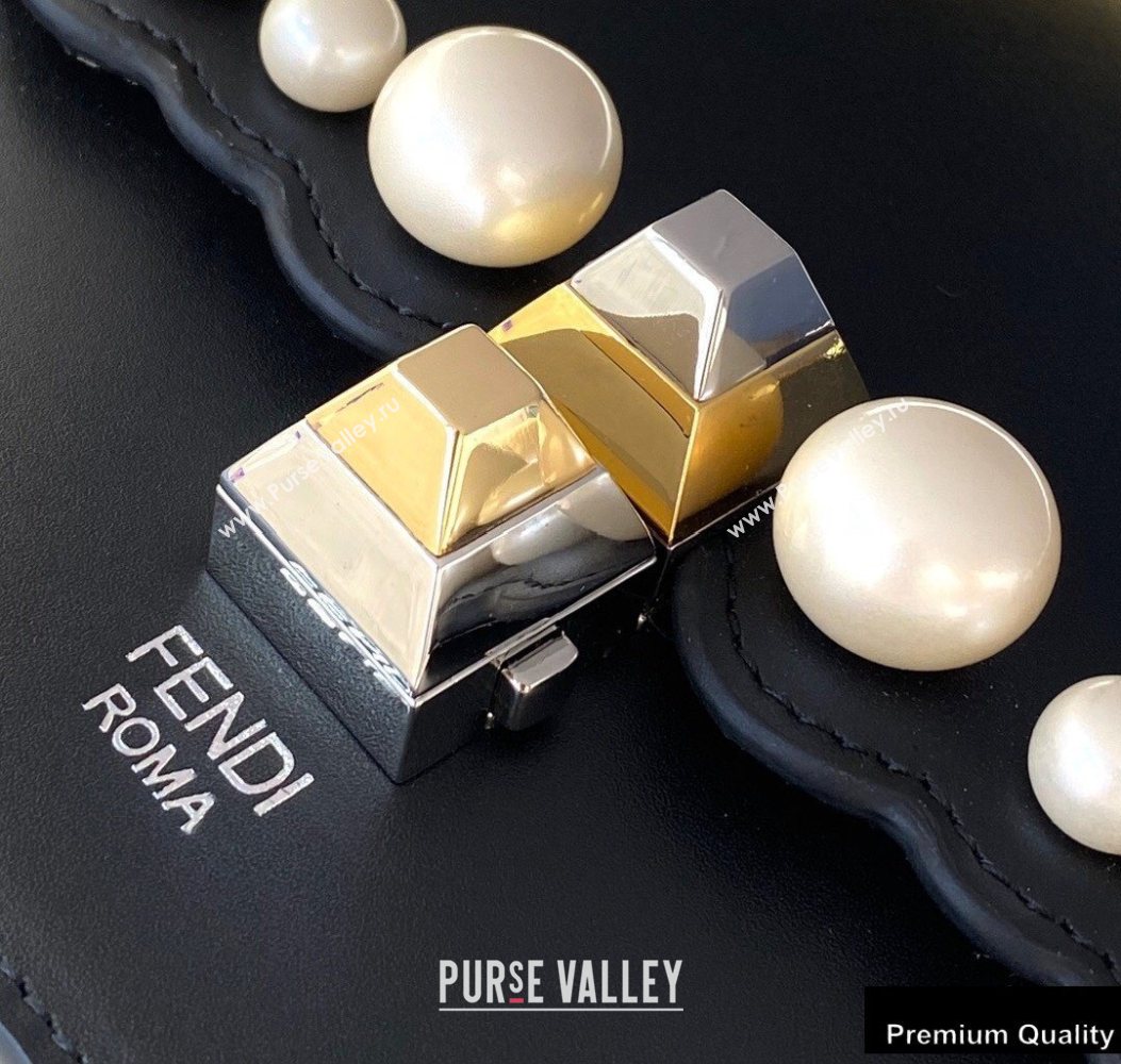 Fendi Leather Kan I Mini Bag Pearls Black (chaoliu-20090112)