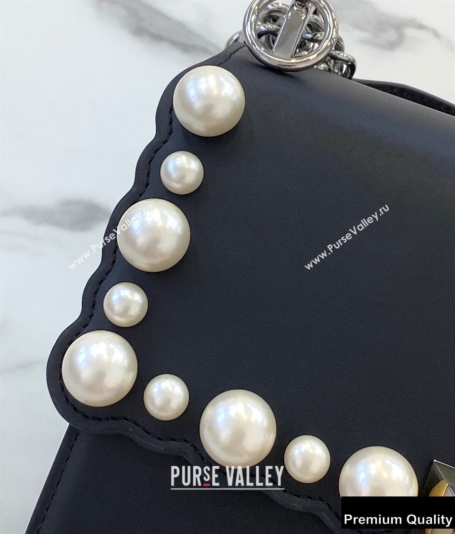 Fendi Leather Kan I Mini Bag Pearls Black (chaoliu-20090112)