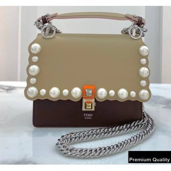 Fendi Leather Kan I Mini Bag Pearls Beige/Burgundy (chaoliu-20090113)