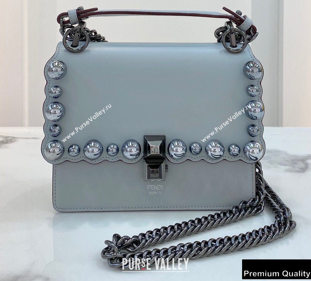 Fendi Leather Kan I Mini Bag Studs Light Gray (chaoliu-20090110)