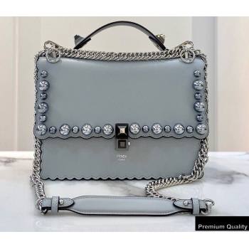 Fendi Leather Kan I Medium Bag Studs Light Gray (chaoliu-20090108)