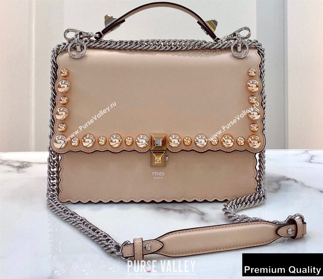 Fendi Leather Kan I Medium Bag Studs Nude (chaoliu-20090109)