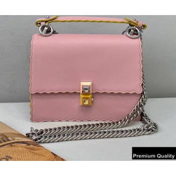 Fendi Leather Kan I Mini Bag Scalloped Edges Pink/Yellow (chaoliu-20090107)