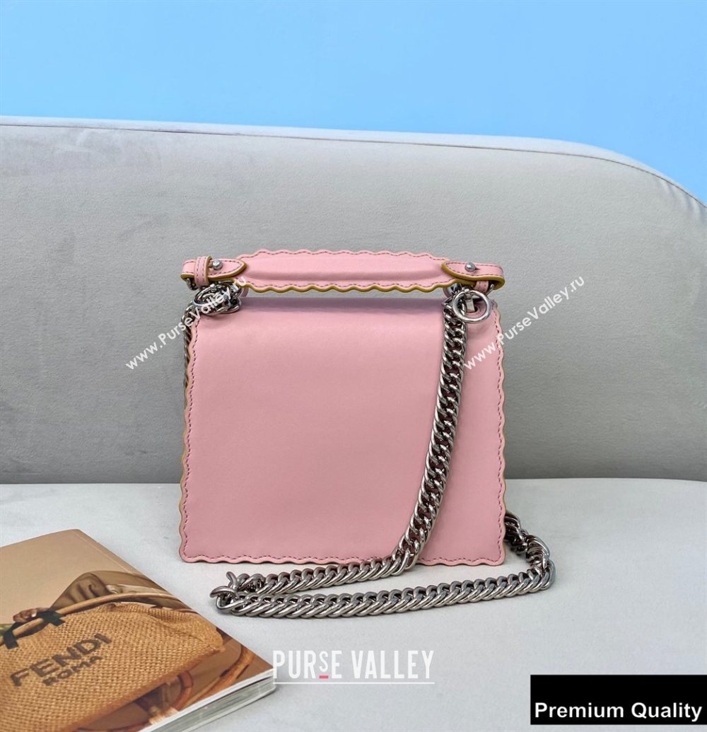 Fendi Leather Kan I Mini Bag Scalloped Edges Pink/Yellow (chaoliu-20090107)