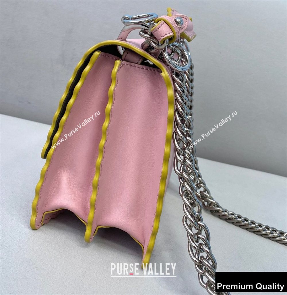 Fendi Leather Kan I Mini Bag Scalloped Edges Pink/Yellow (chaoliu-20090107)