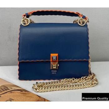 Fendi Leather Kan I Mini Bag Scalloped Edges Blue/Orange (chaoliu-20090106)