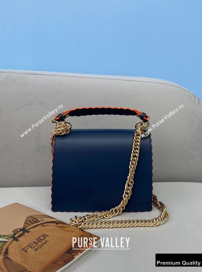 Fendi Leather Kan I Mini Bag Scalloped Edges Blue/Orange (chaoliu-20090106)