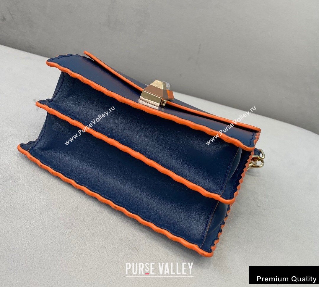 Fendi Leather Kan I Mini Bag Scalloped Edges Blue/Orange (chaoliu-20090106)