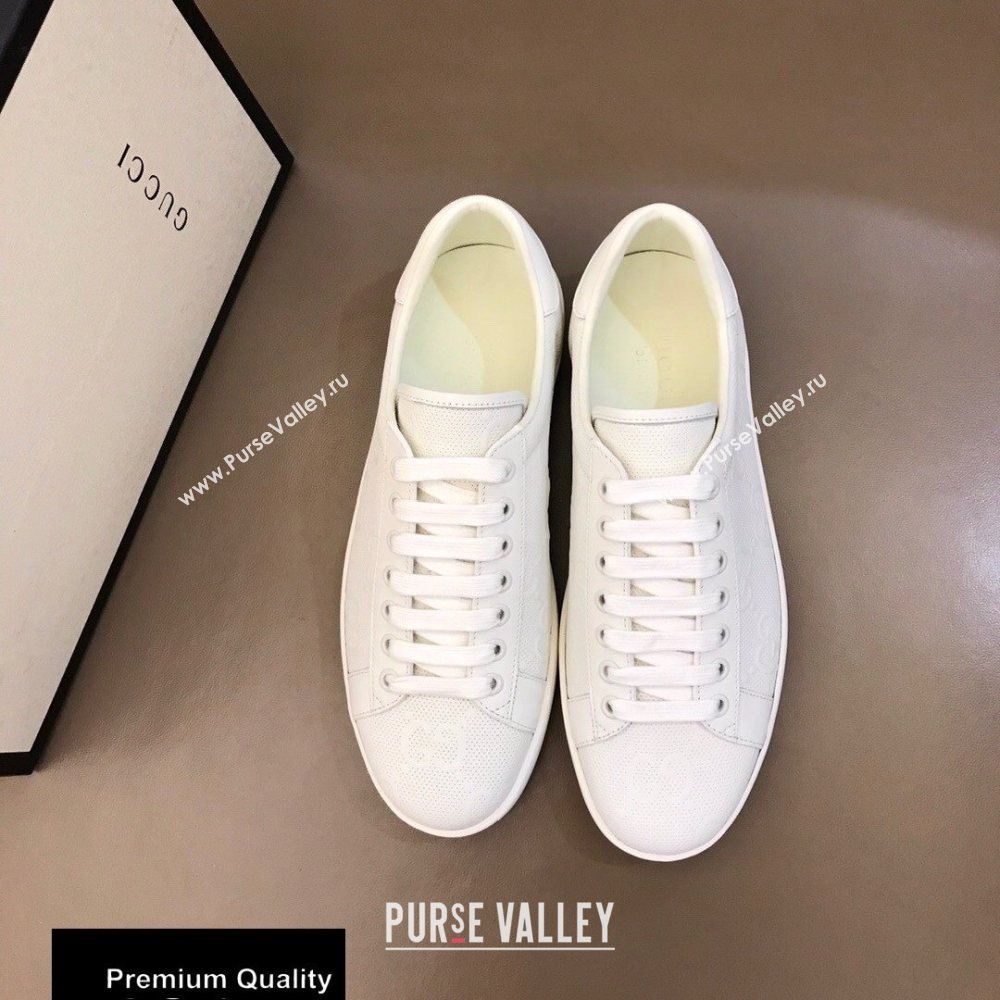 Gucci Ace Leather GG Embossed Womens/Mens Sneakers Top Quality 24 (nihao-20090724)