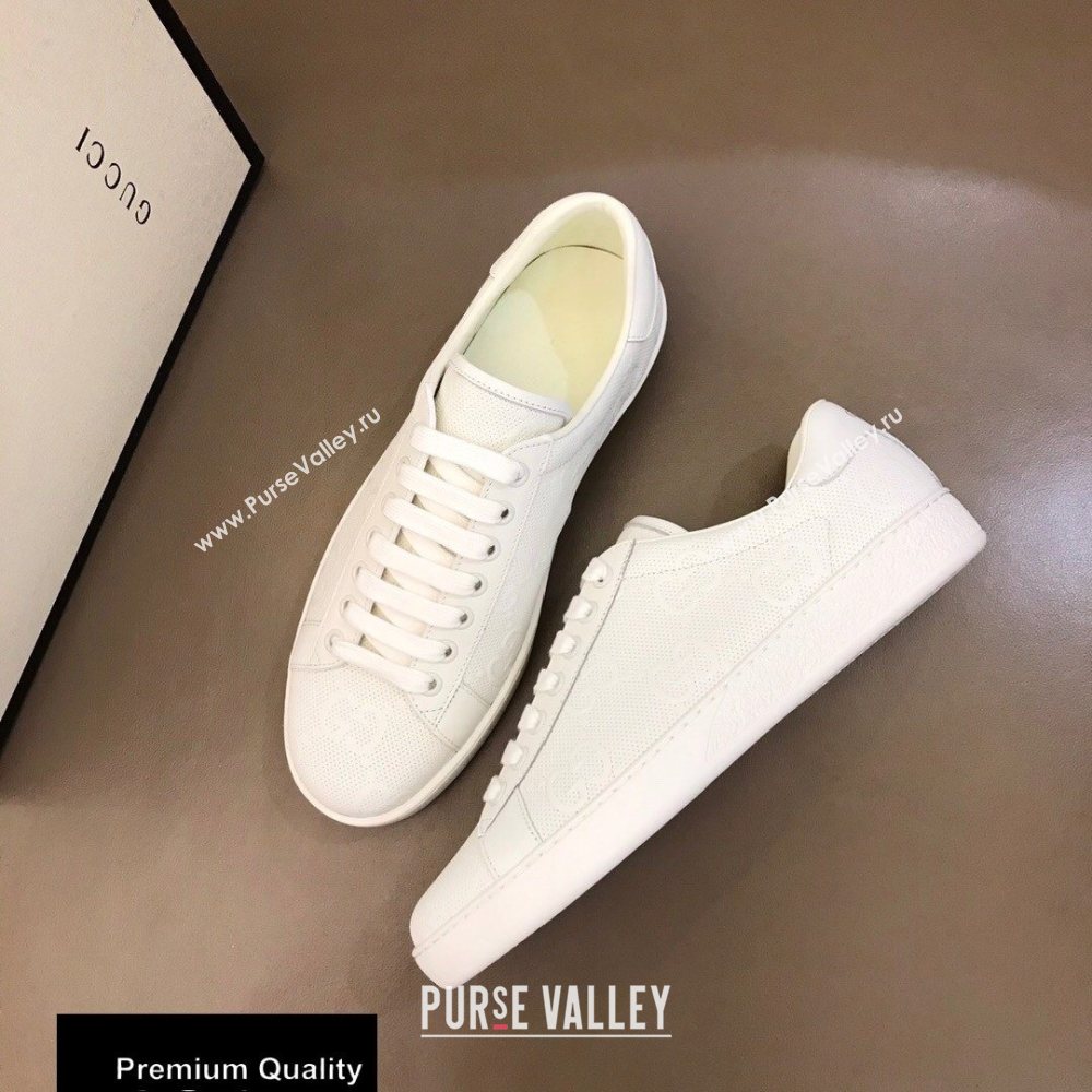 Gucci Ace Leather GG Embossed Womens/Mens Sneakers Top Quality 24 (nihao-20090724)