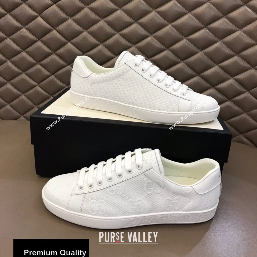 Gucci Ace Leather GG Embossed Womens/Mens Sneakers Top Quality 24 (nihao-20090724)