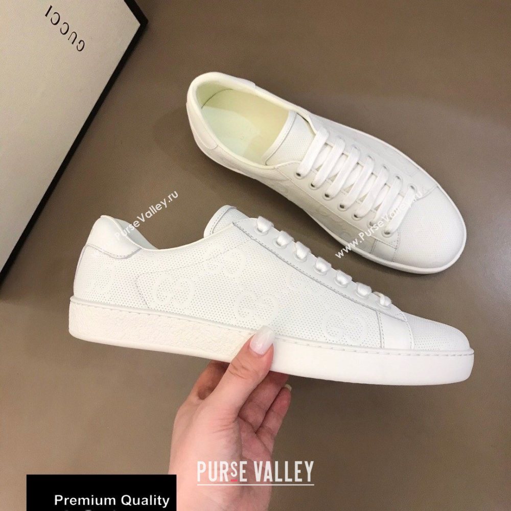 Gucci Ace Leather GG Embossed Womens/Mens Sneakers Top Quality 24 (nihao-20090724)