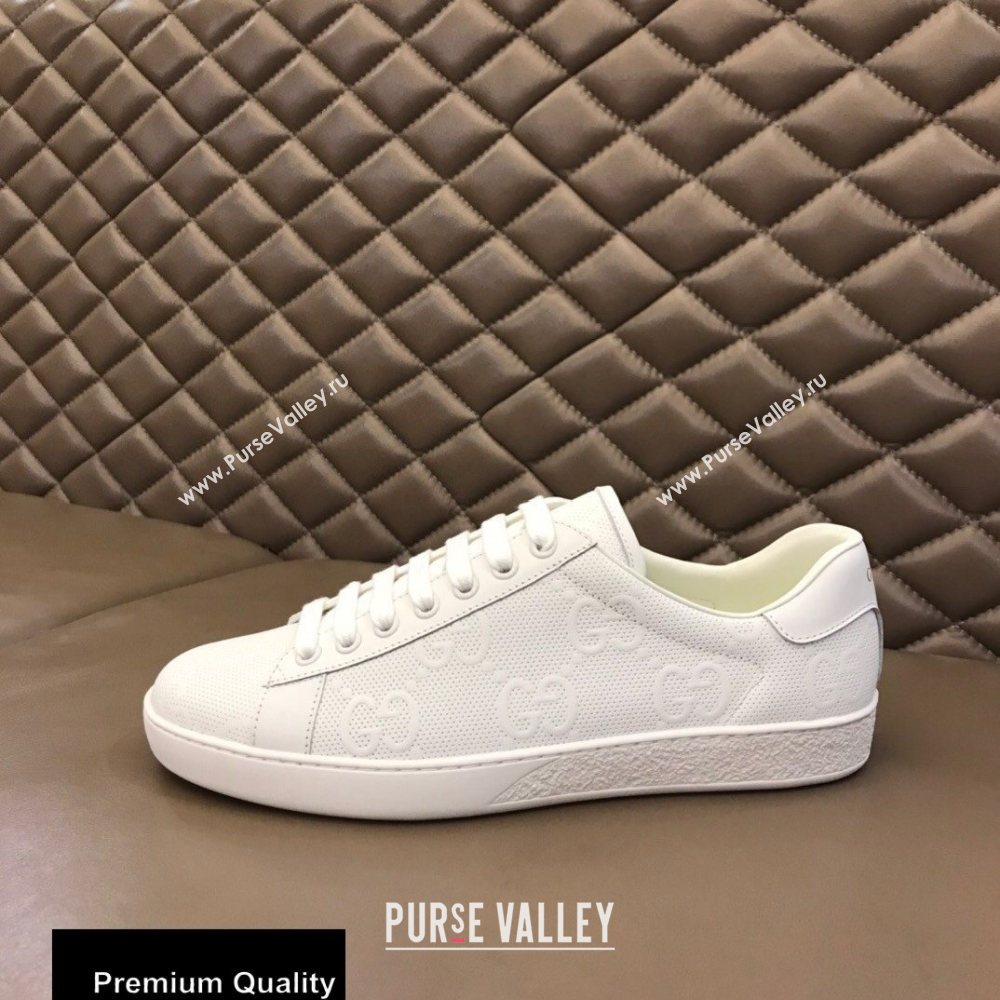 Gucci Ace Leather GG Embossed Womens/Mens Sneakers Top Quality 24 (nihao-20090724)