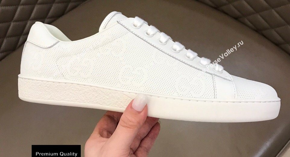 Gucci Ace Leather GG Embossed Womens/Mens Sneakers Top Quality 24 (nihao-20090724)