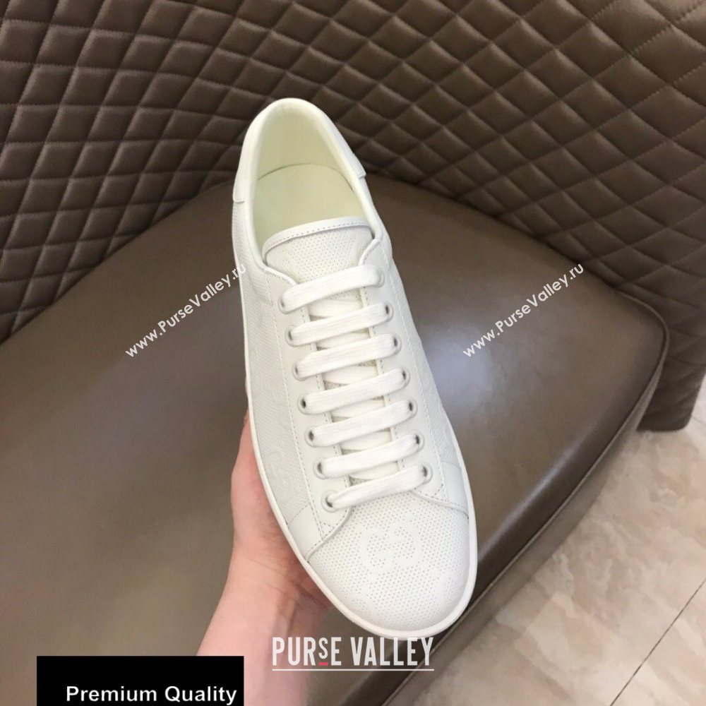 Gucci Ace Leather GG Embossed Womens/Mens Sneakers Top Quality 24 (nihao-20090724)