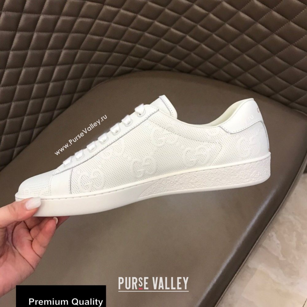 Gucci Ace Leather GG Embossed Womens/Mens Sneakers Top Quality 24 (nihao-20090724)