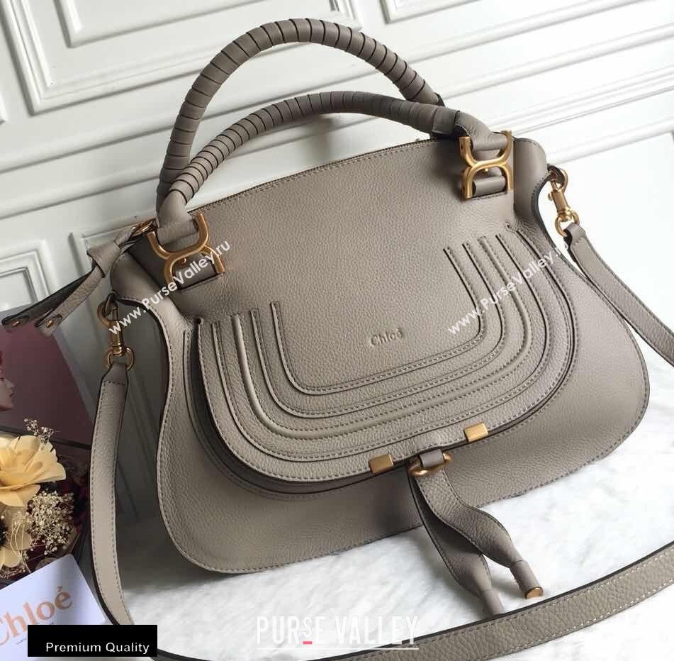 Chloe Small Marcie Handbag in Grain Calfskin Gray (yaoyao-20090708)
