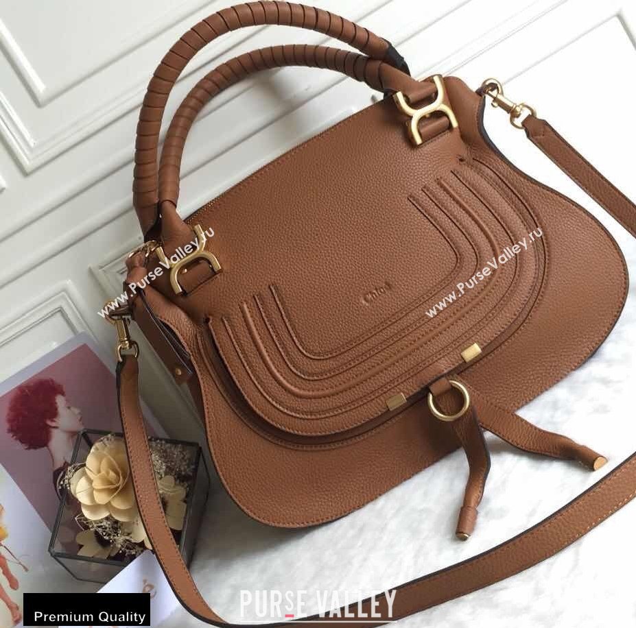 Chloe Small Marcie Handbag in Grain Calfskin Tan (yaoyao-20090704)