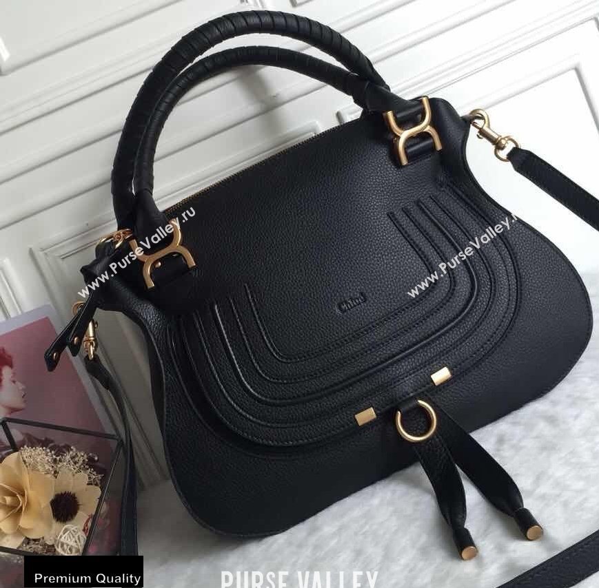 Chloe Small Marcie Handbag in Grain Calfskin Black (yaoyao-20090701)