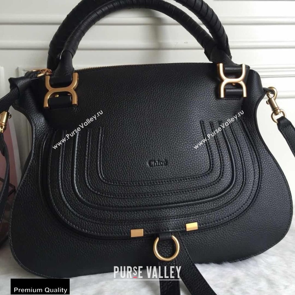 Chloe Small Marcie Handbag in Grain Calfskin Black (yaoyao-20090701)