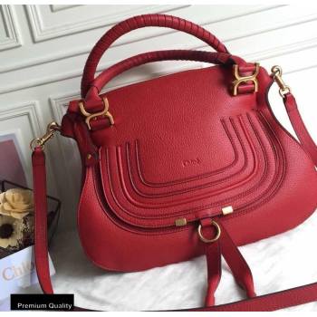 Chloe Small Marcie Handbag in Grain Calfskin Red (yaoyao-20090705)