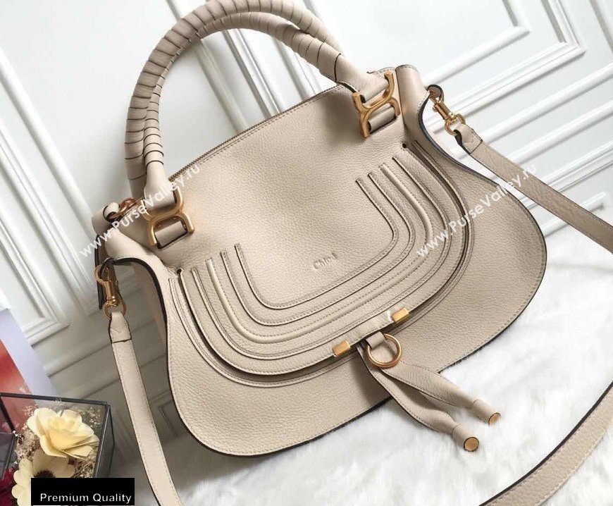 Chloe Small Marcie Handbag in Grain Calfskin Off White (yaoyao-20090707)