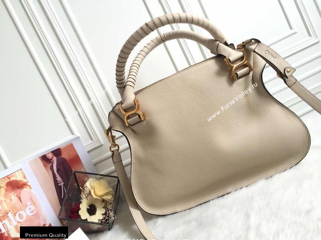 Chloe Small Marcie Handbag in Grain Calfskin Off White (yaoyao-20090707)