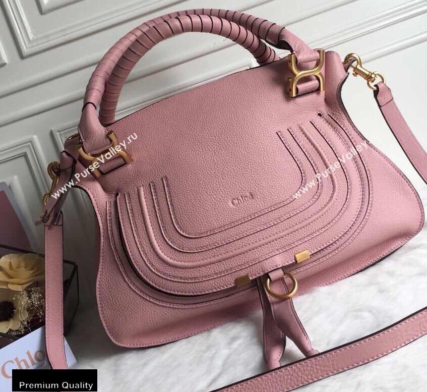 Chloe Small Marcie Handbag in Grain Calfskin Pink (yaoyao-20090706)