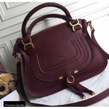 Chloe Small Marcie Handbag in Grain Calfskin Burgundy (yaoyao-20090703)