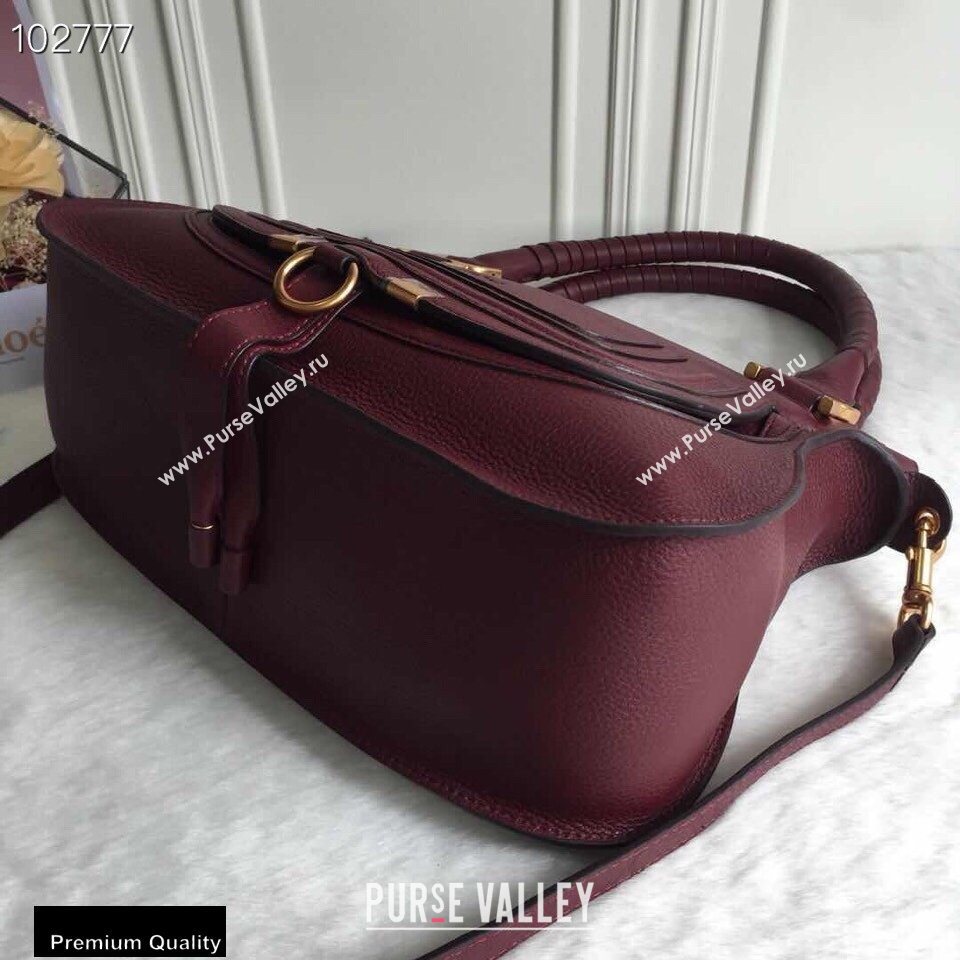 Chloe Small Marcie Handbag in Grain Calfskin Burgundy (yaoyao-20090703)