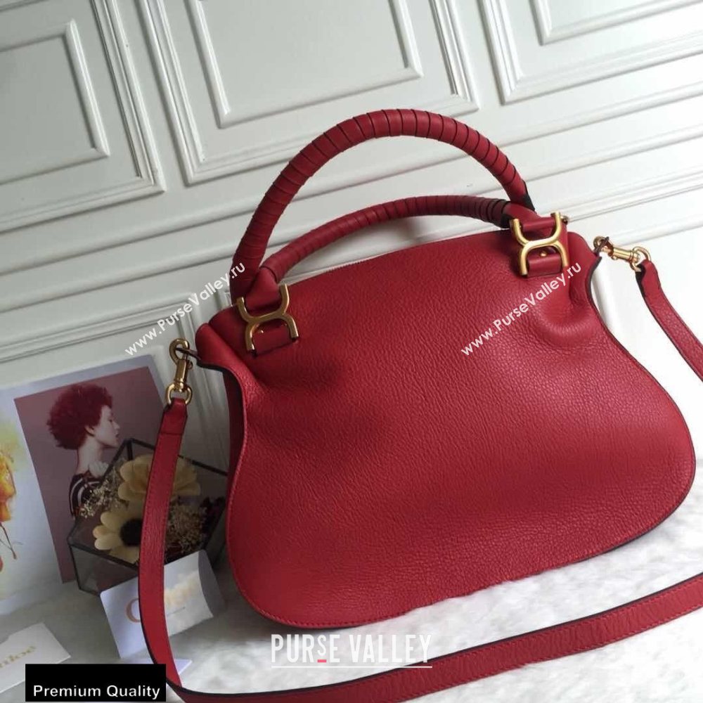 Chloe Small Marcie Handbag in Grain Calfskin Red (yaoyao-20090705)