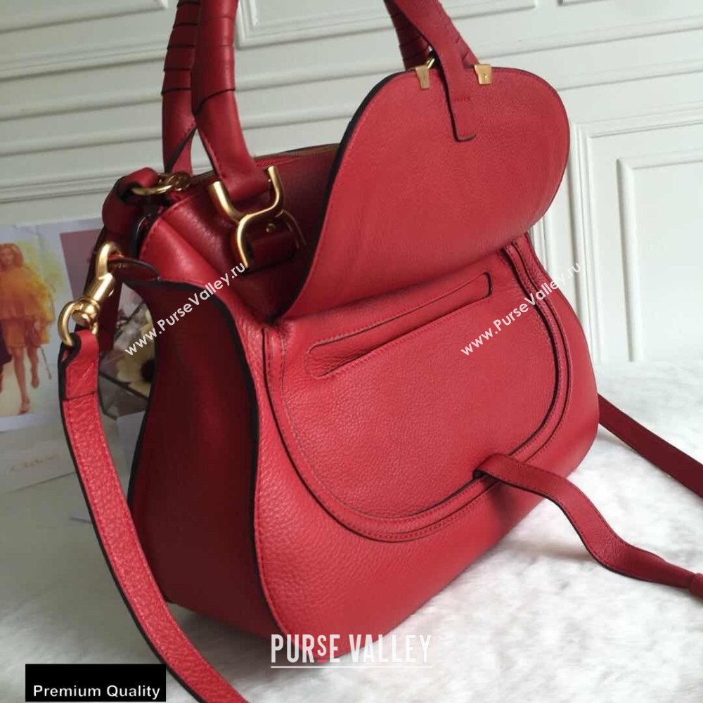 Chloe Small Marcie Handbag in Grain Calfskin Red (yaoyao-20090705)