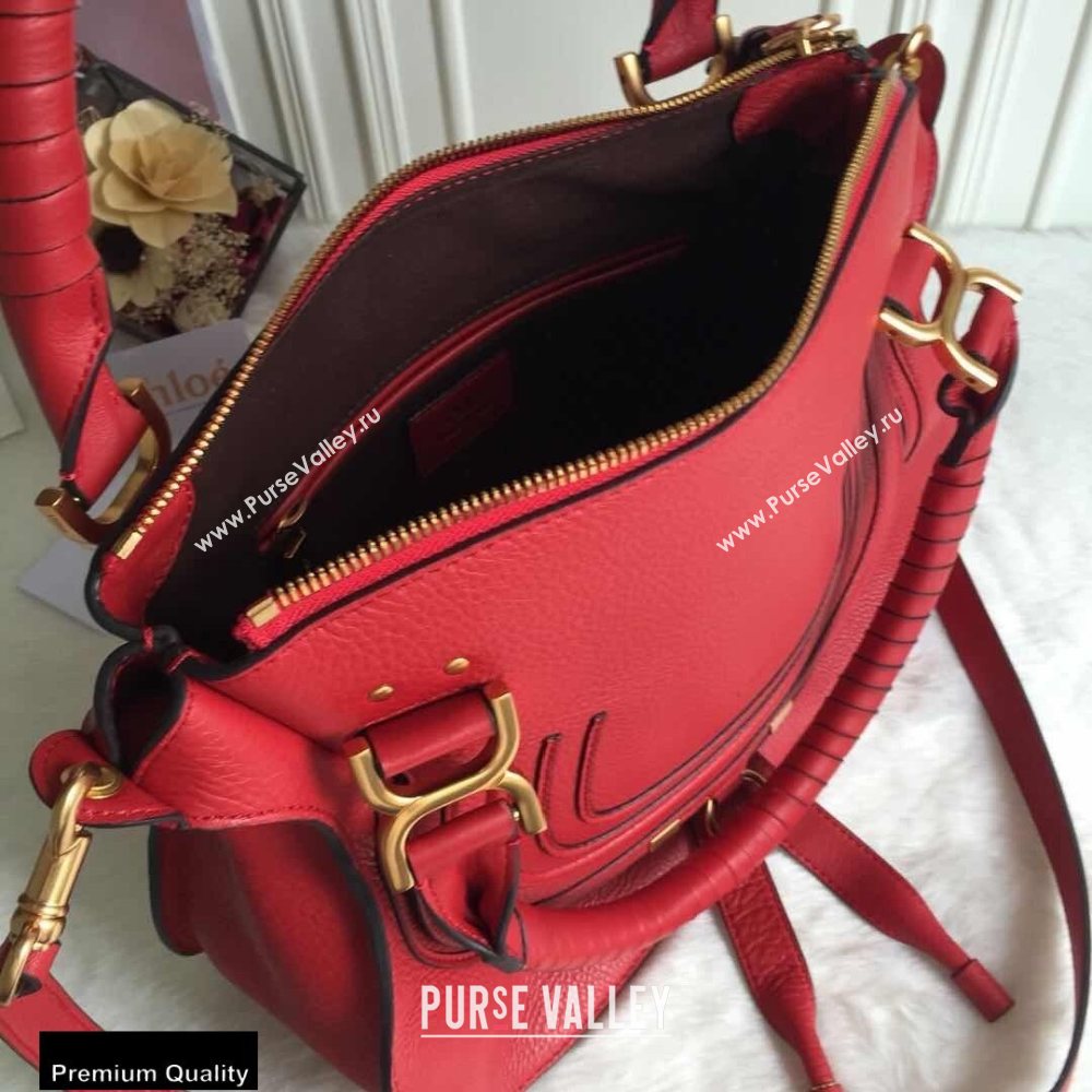 Chloe Small Marcie Handbag in Grain Calfskin Red (yaoyao-20090705)