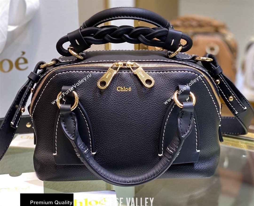 Chloe Small Daria Bag in Grained and Shiny Calfskin Black (yaoyao-20090728)