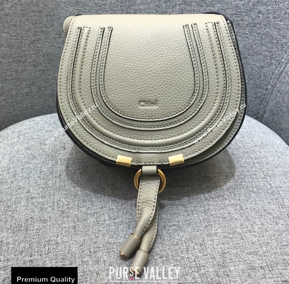 Chloe Round Saddle Mini Marcie Bag in Grain Calfskin Off White (yaoyao-20090716)