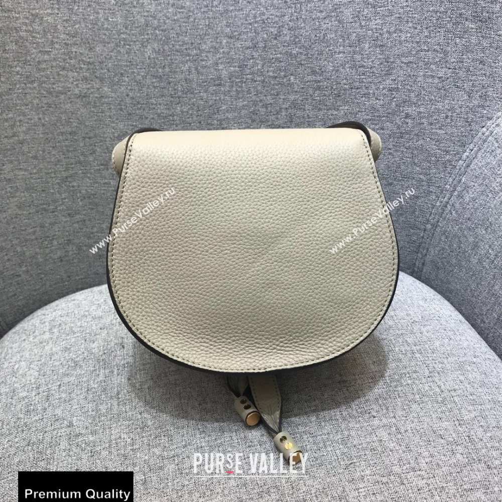 Chloe Round Saddle Mini Marcie Bag in Grain Calfskin Off White (yaoyao-20090716)