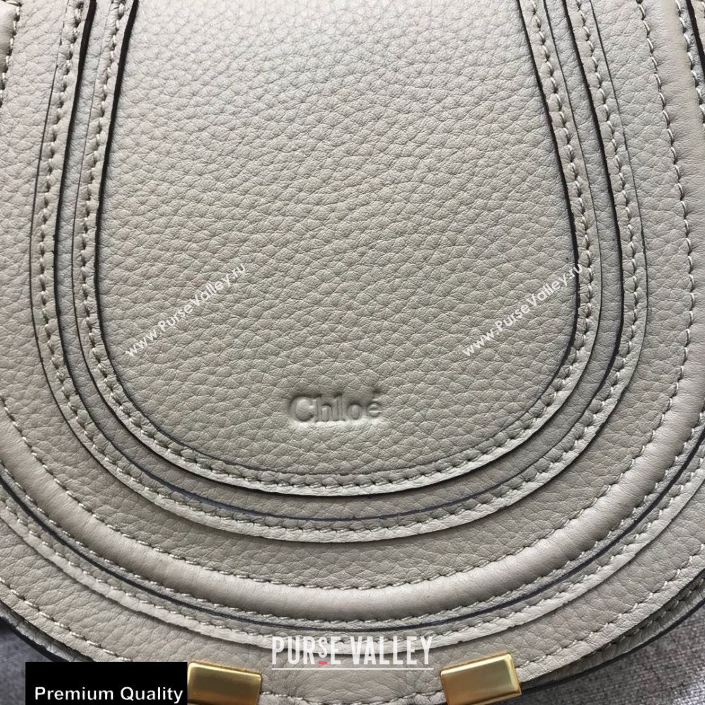 Chloe Round Saddle Mini Marcie Bag in Grain Calfskin Off White (yaoyao-20090716)