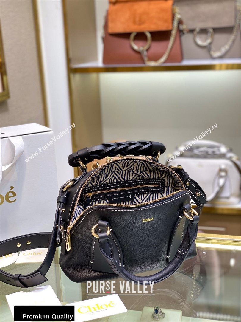 Chloe Small Daria Bag in Grained and Shiny Calfskin Black (yaoyao-20090728)