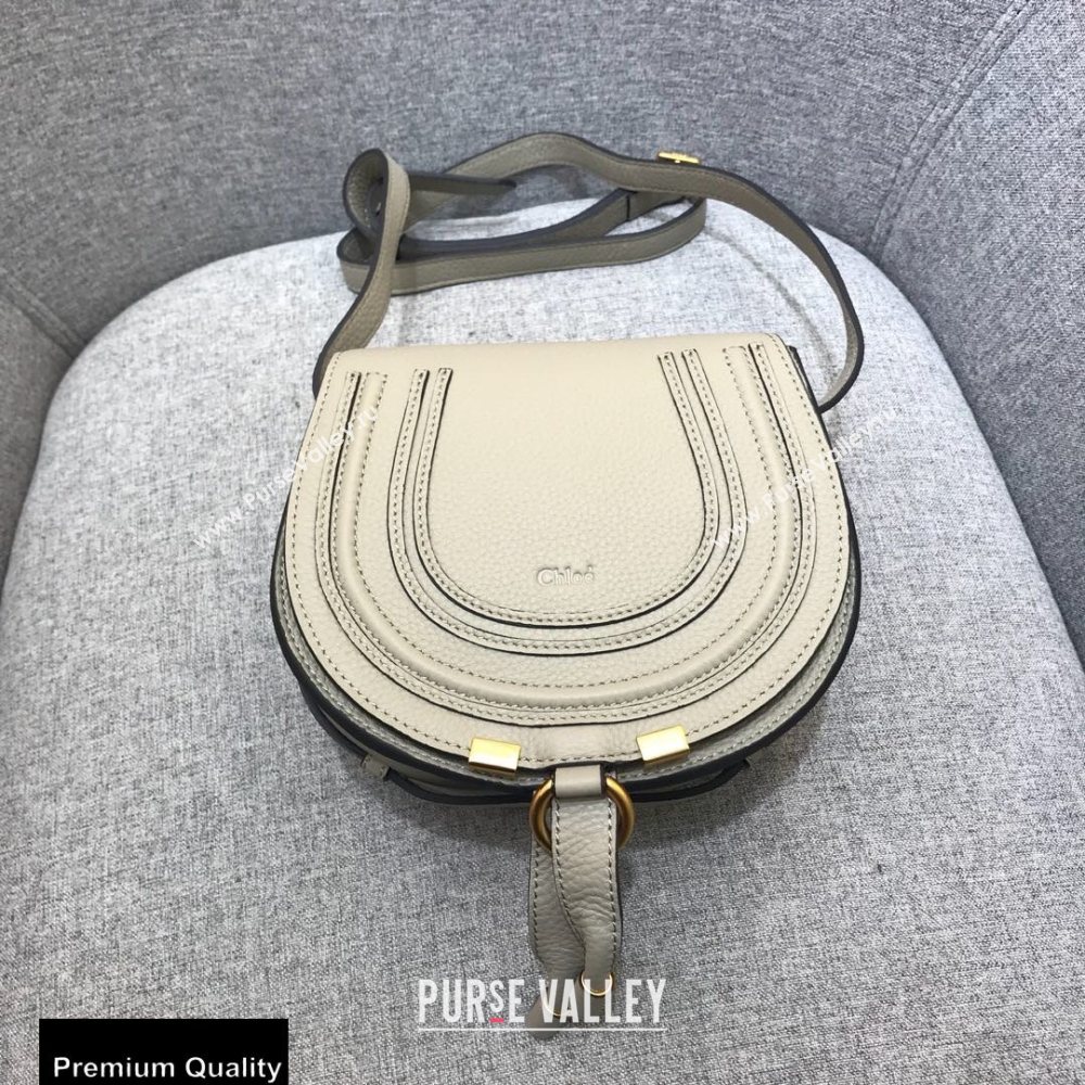 Chloe Round Saddle Mini Marcie Bag in Grain Calfskin Off White (yaoyao-20090716)