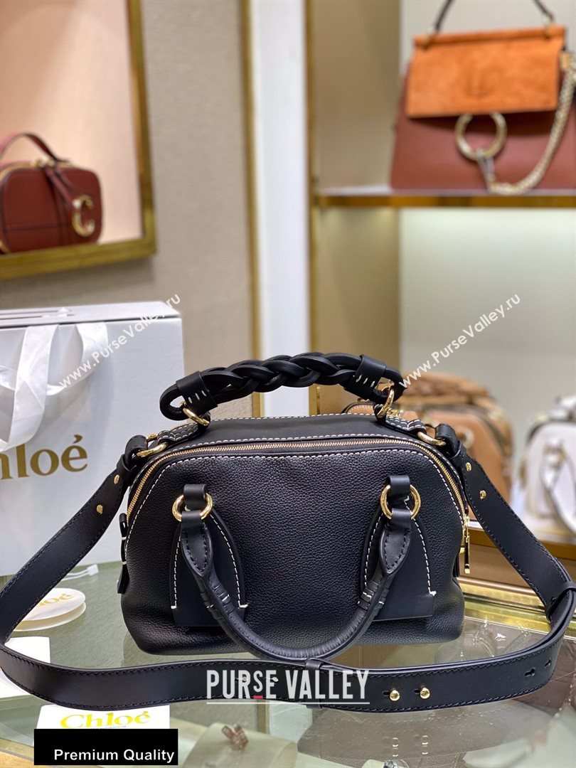 Chloe Small Daria Bag in Grained and Shiny Calfskin Black (yaoyao-20090728)