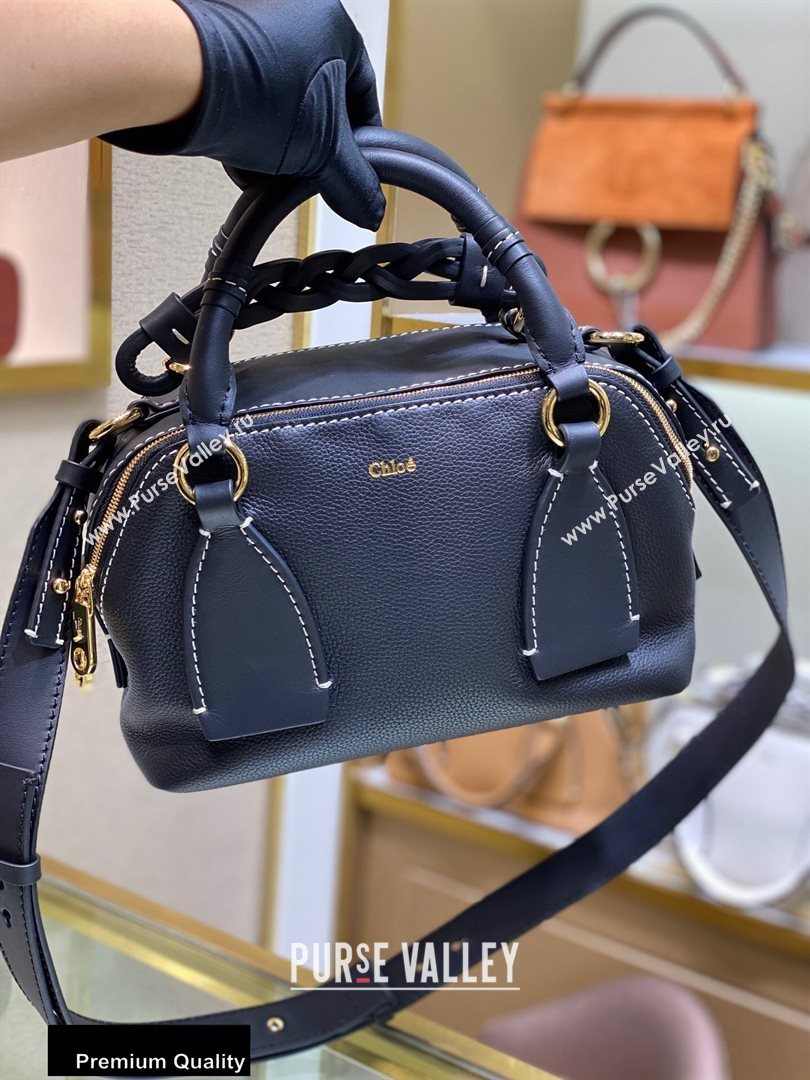 Chloe Small Daria Bag in Grained and Shiny Calfskin Black (yaoyao-20090728)