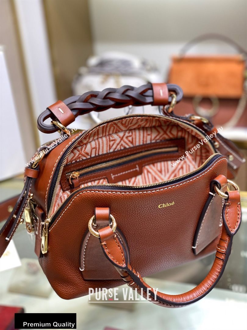 Chloe Small Daria Bag in Grained and Shiny Calfskin Brown (yaoyao-20090730)