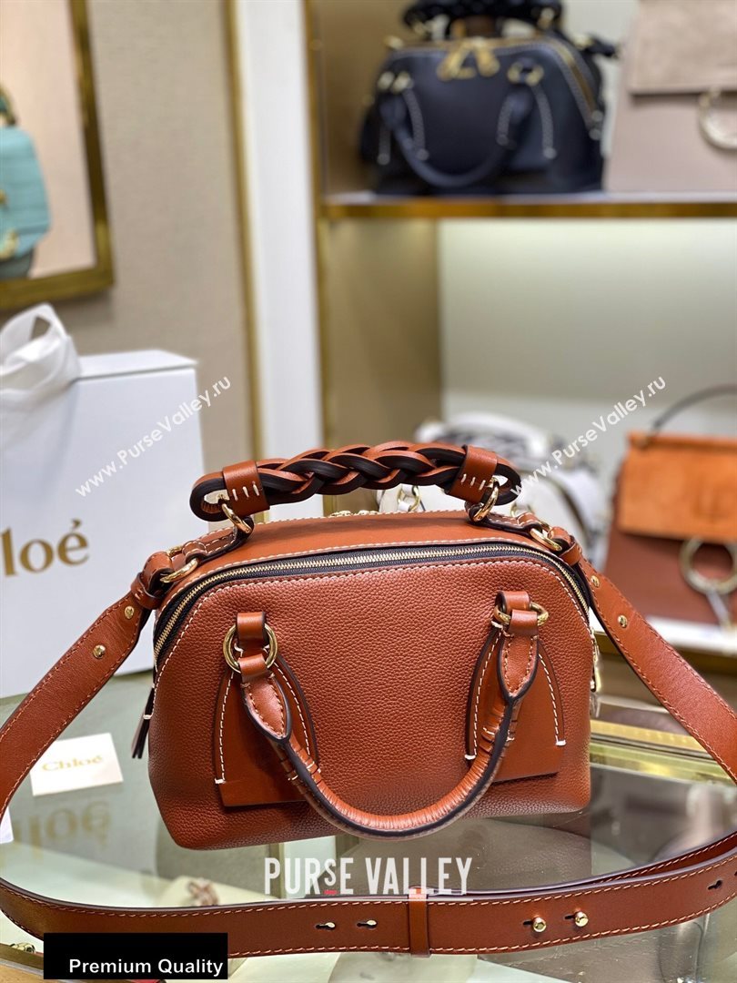 Chloe Small Daria Bag in Grained and Shiny Calfskin Brown (yaoyao-20090730)