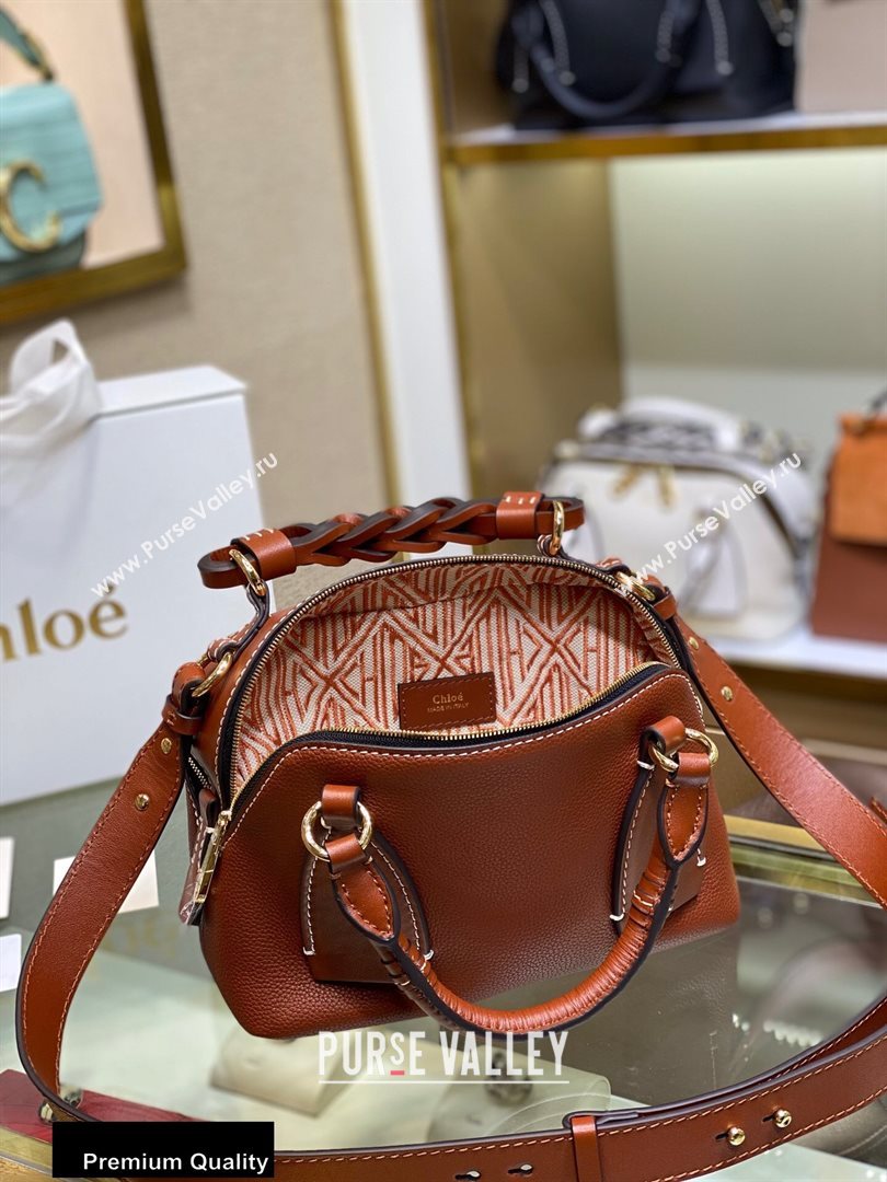 Chloe Small Daria Bag in Grained and Shiny Calfskin Brown (yaoyao-20090730)