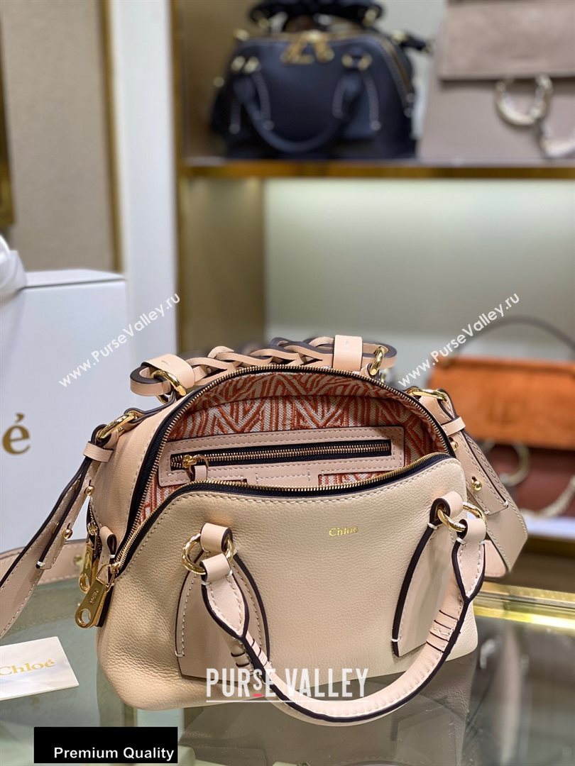 Chloe Small Daria Bag in Grained and Shiny Calfskin Beige (yaoyao-20090732)